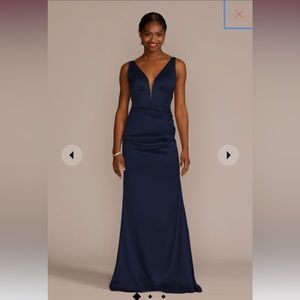 Satin cowl back bridesmaid or prom dress